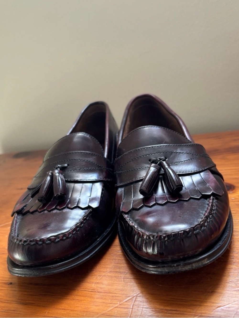 Bass Men's Tassel Kiltie Loafers in Burgundy Brown